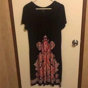 Black and Pink Patterned Dress